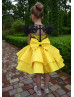 Yellow And Black Unique Flower Girl Dress
